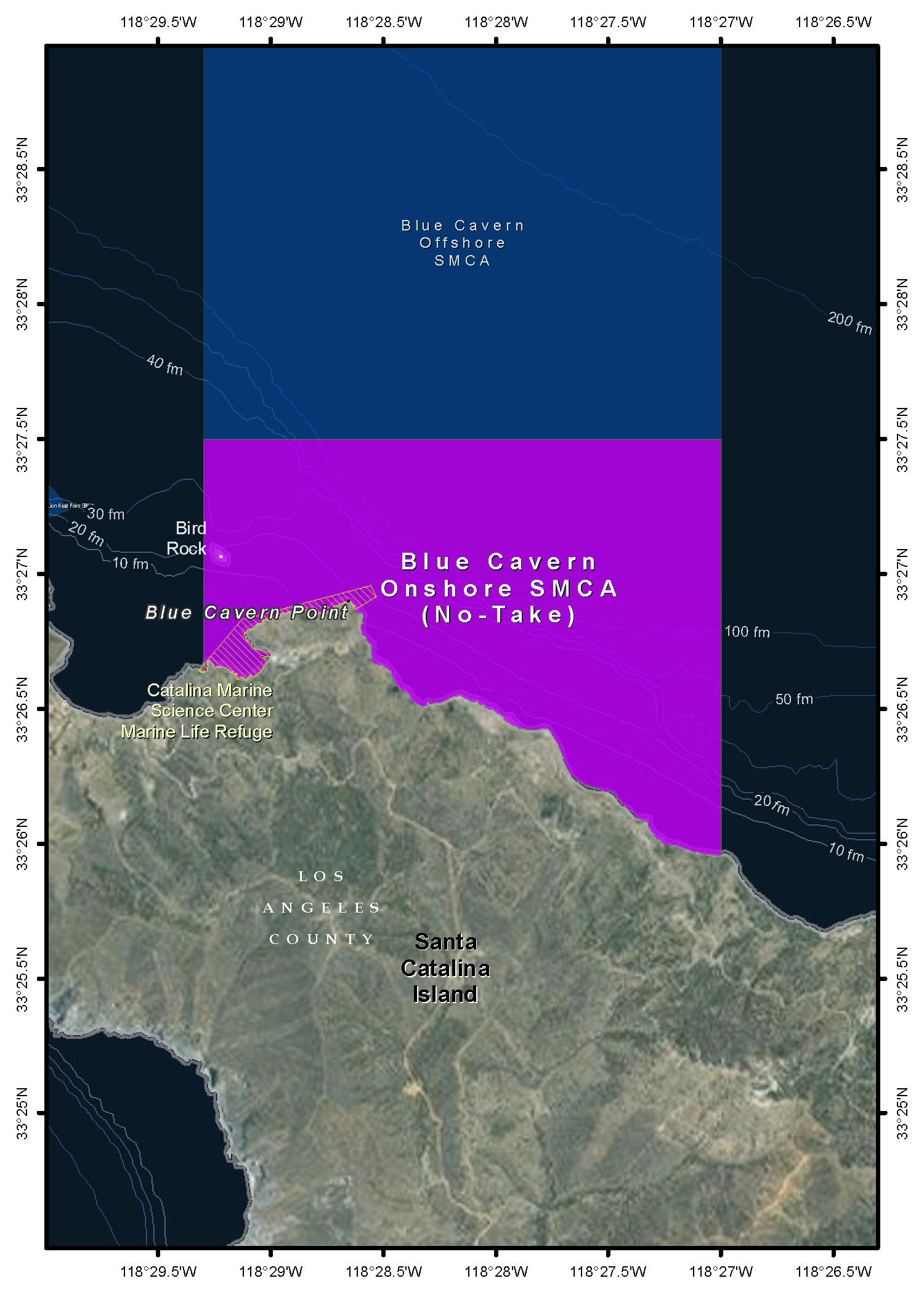 Map of Blue Cavern Offshore SMCA (No-Take) - click to enlarge in new tab